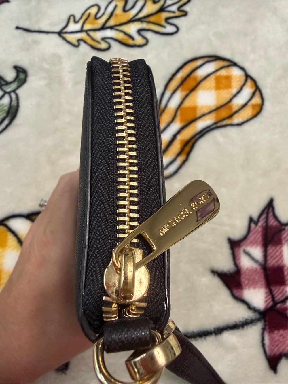 Michael Kors Black Leather Wristlet with Gold Plaque - Picture 5 of 10